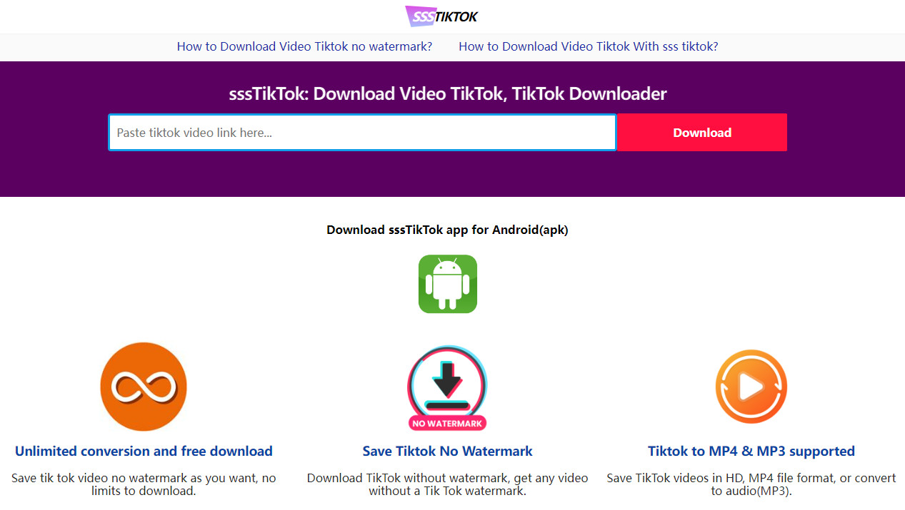 ssstiktok 10 Download without Watermark APK-2023